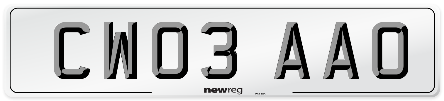 CW03 AAO Number Plate from New Reg